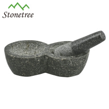 Wholesale Black Granite Mortar and Pestle For Herb and Spice, Grinder Herb With Two Mortar, Stone Cookware Kitchenware